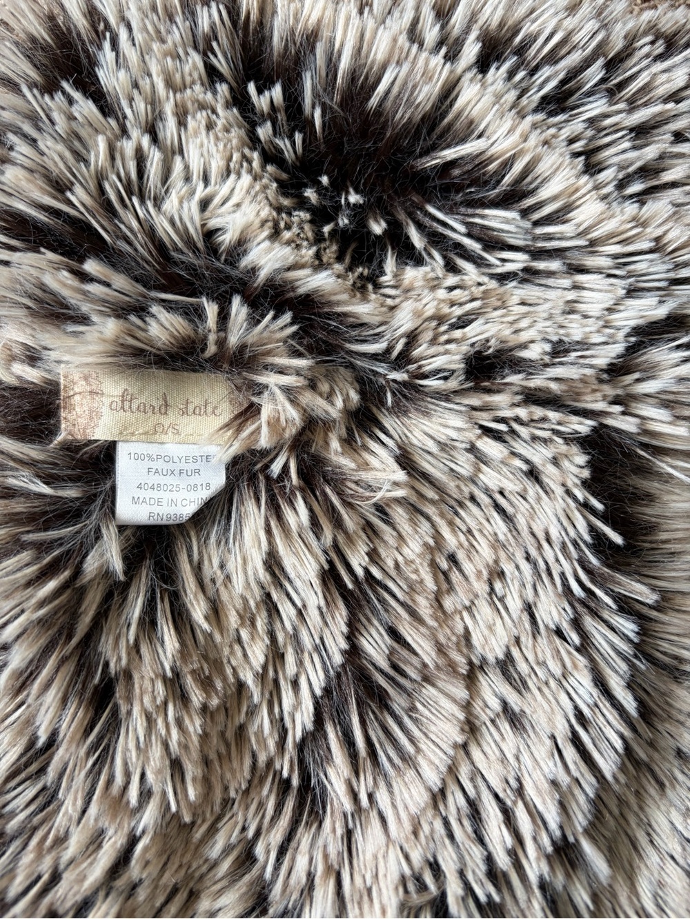 Altar'd State Faux Fur Scarf in Cream and Brown